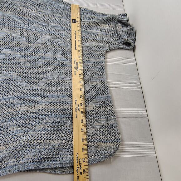 Catherines Open Knit Sweater 3/4 Sleeve Blue Gray Women's 4X Made in U.S.A. - Picture 12 of 12